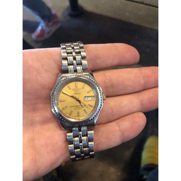 Rare! Seiko 5 Superior 7s36-0090 Gold Textured Dial Men’s Automatic Watch 050335